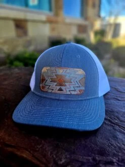 McIntire Saddlery Gray Aztec Patch Denim Cap