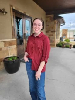 Ariat VentTEK Stretch Button Up Pomegranate