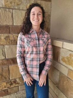 Kimes Ranch Stroker Western Shirt Pink Plaid