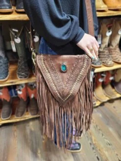 V Flap Fringe Crossbody Purse