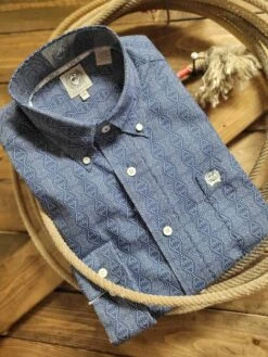 Cinch Men's Classic Fit Blue Mosaic Print Western Shirt