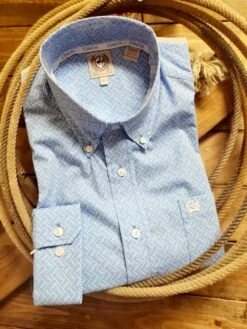Cinch Men's Classic Fit Baby Blue Geometric Print Western Shirt