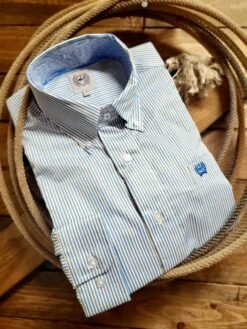 Cinch Men's Classic Fit Blue/Grey Pinstripe Western Shirt