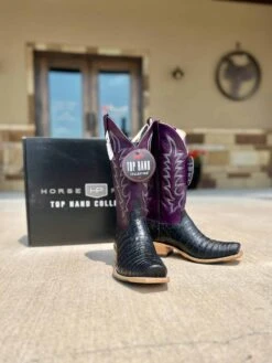 Horse Power Top Hand Black Caiman Belly Boot