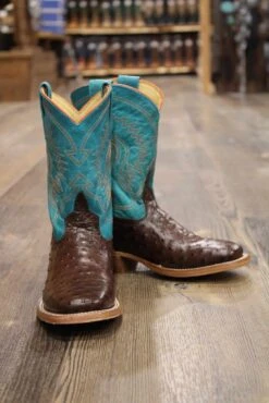 Anderson Bean Kid's Chocolate Ostrich Print Boot