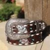 Girl's Buckstitch Floral Turquoise Inlay Belt