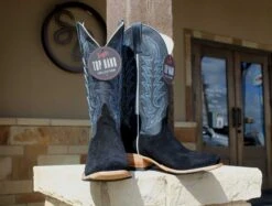 Horse Power Top Hand Black Rough-Out Boot