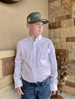 Cinch Boy's Solid White Button Up