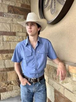 Saddle Rags Performance Short Sleeve - Dusty Blue Waffle