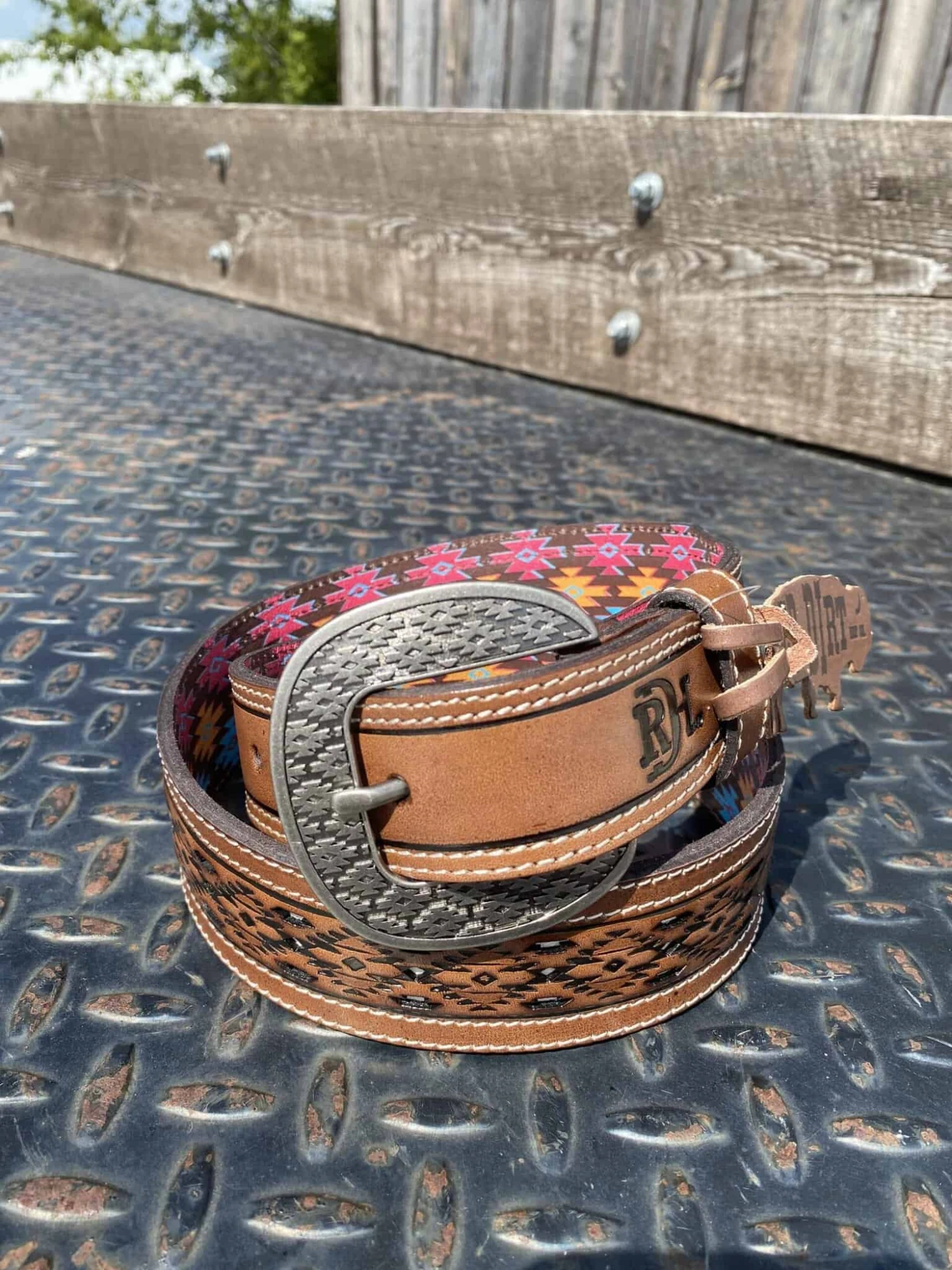 Red Dirt Hat Co Men's Aztec Tooled Ivory Inlay Belt 1 Red Dirt Hat Co Men's Aztec Tooled Ivory Inlay Belt