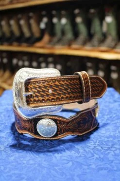 Men's Basketweave Belt With Conchos