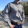 Cinch Men's Solid Grey Long-Sleeve Button Down