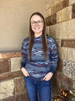 Ariat Women's New Mexico Navy Chimayo Print Hoodie