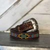 Kid's Tooled Leather And Beaded Belt