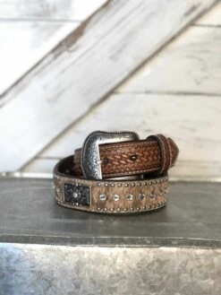 Boy's Hair-On Hide And Rhinestone Belt