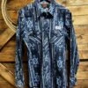 Rock &amp; Roll Men's Modern Fit Blue Aztec Snap