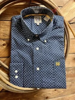 Cinch Men's Classic Fit Royal/Gold Dot Button Down
