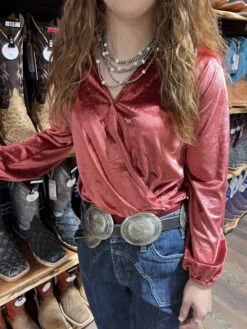 Rock &amp; Roll Women's Rust Velvet Bodysuit