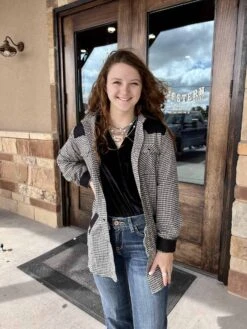 Tasha Polizzi Tall Grass Shirt Black Houndstooth