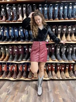 Rock & Roll Women's Burgundy Studded Mini Skirt