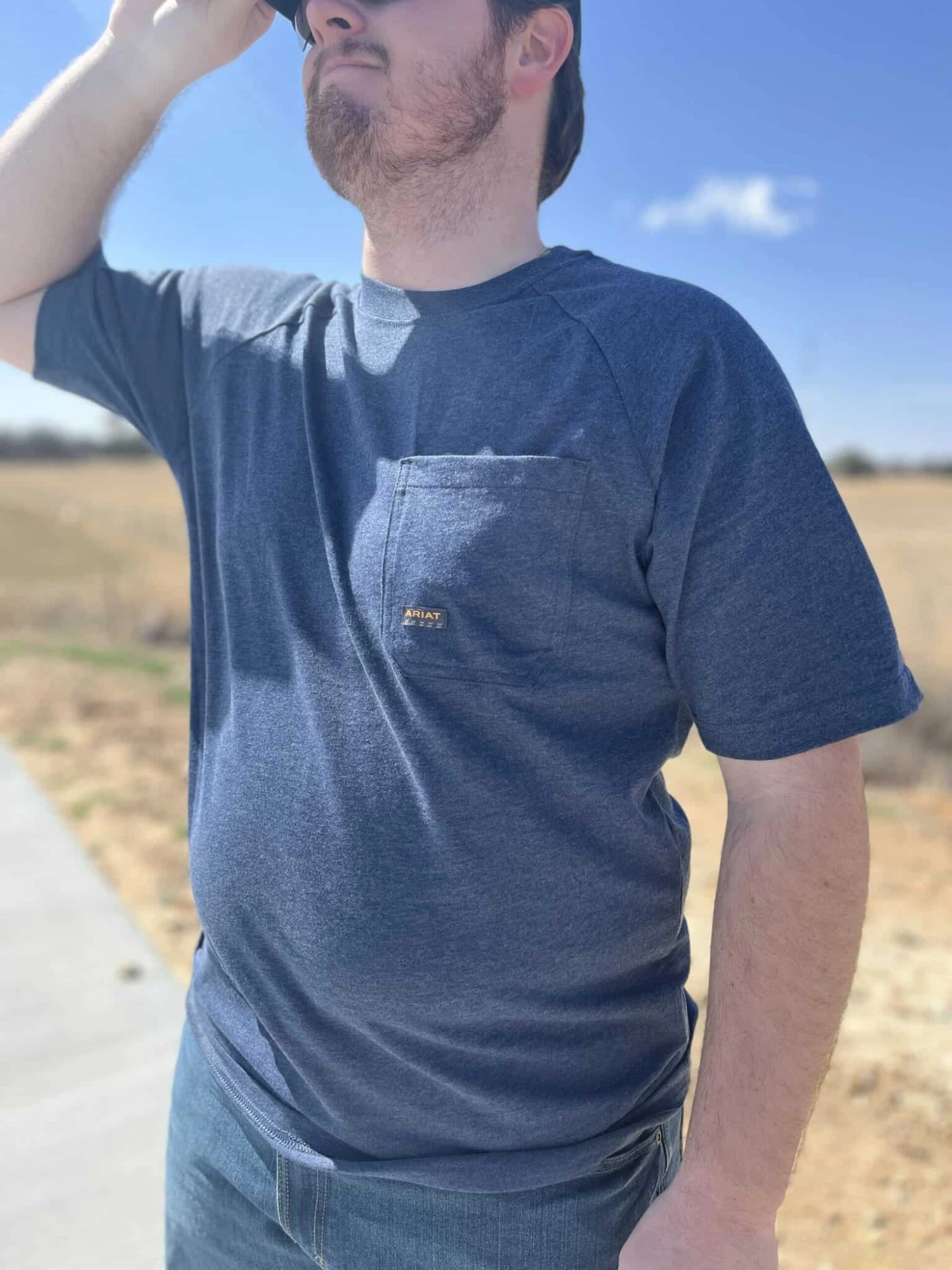 Ariat Rebar Cotton Strong T-Shirt Navy Heather 2 Ariat Rebar Cotton Strong T-Shirt Navy Heather - Image 2