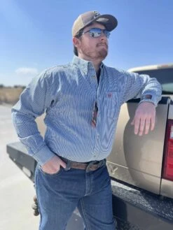 Ariat FR Basic Work Shirt Blue &amp; White