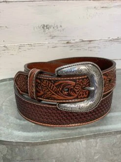 Ariat Men's Classic Basketweave And Floral Belt
