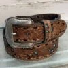 Turquoise Inlay Tooled Western Belt