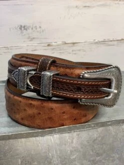 Men's Ostrich Print Ranger Style Belt