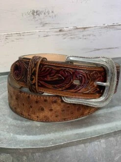 Men's Ostrich Print Western Belt
