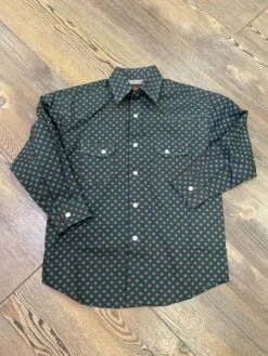 Rock &amp; Roll Boy's Brown/Turquoise Longsleeve Snap