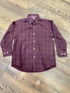 Panhandle Slim Boy's Burgundy Plaid Button Down