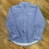 Wrangler Boy's Classic Long Sleeve Button-Down Blue Crossing Print Shirt