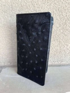 Black Ostrich Print Roper Wallet