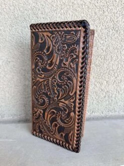 Dark Tooled And Whipstitch Rodeo Wallet