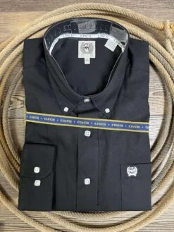 Cinch Men's Solid Black Long-Sleeve Button Down