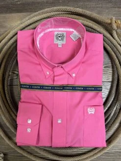 Cinch Men's Classic Fit Solid Pink Button Up