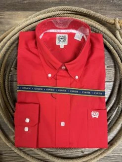 Cinch Men's Classic Fit Solid Red Button Up