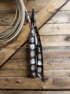 Fringe Scarves Brown Concho Print Silk Twilly