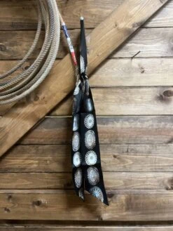 Fringe Scarves Black Concho Print Silk Twilly