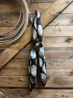 Fringe Scarves Black Big Concho Print 35" Wild Rag