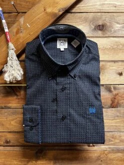 Cinch Men's Classic Fit Navy Navy Geometric Print Shirt