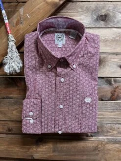 Cinch Men's Classic Fit Red Mosaic Print Shirt