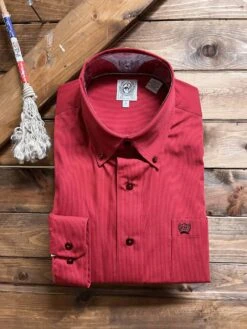 Cinch Men's Classic Fit Red Pinstripe Shirt