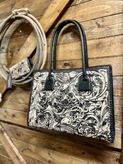 Juan Antonio Hand Painted Natural &amp; Dark Chocolate Square Tote