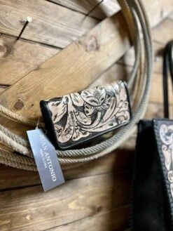 Juan Antonio Hand Painted Natural & Dark Chocolate Short Trifold Wallet