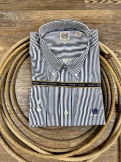 Cinch Men's Royal/White Pinstripe Tencel Button Up