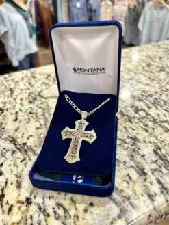 Montana Silversmith Antiqued Rose Gold Scalloped Cross Necklace