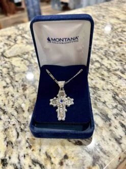 Montana Silversmith Beaded Cross With Blue Flower