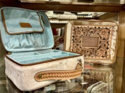 Tooled Leather &amp; Cowhide Large Jewelry Box